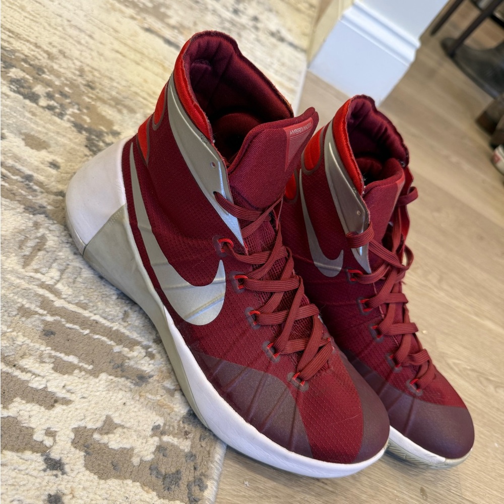 Nike Crimson and Metallic High-Top Sneakers